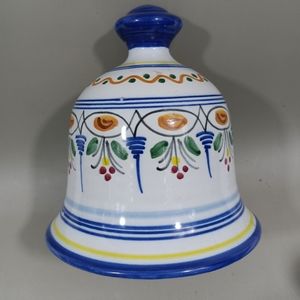 De La Cal Bell Hand Painted Pottery Spain Signed Barreira